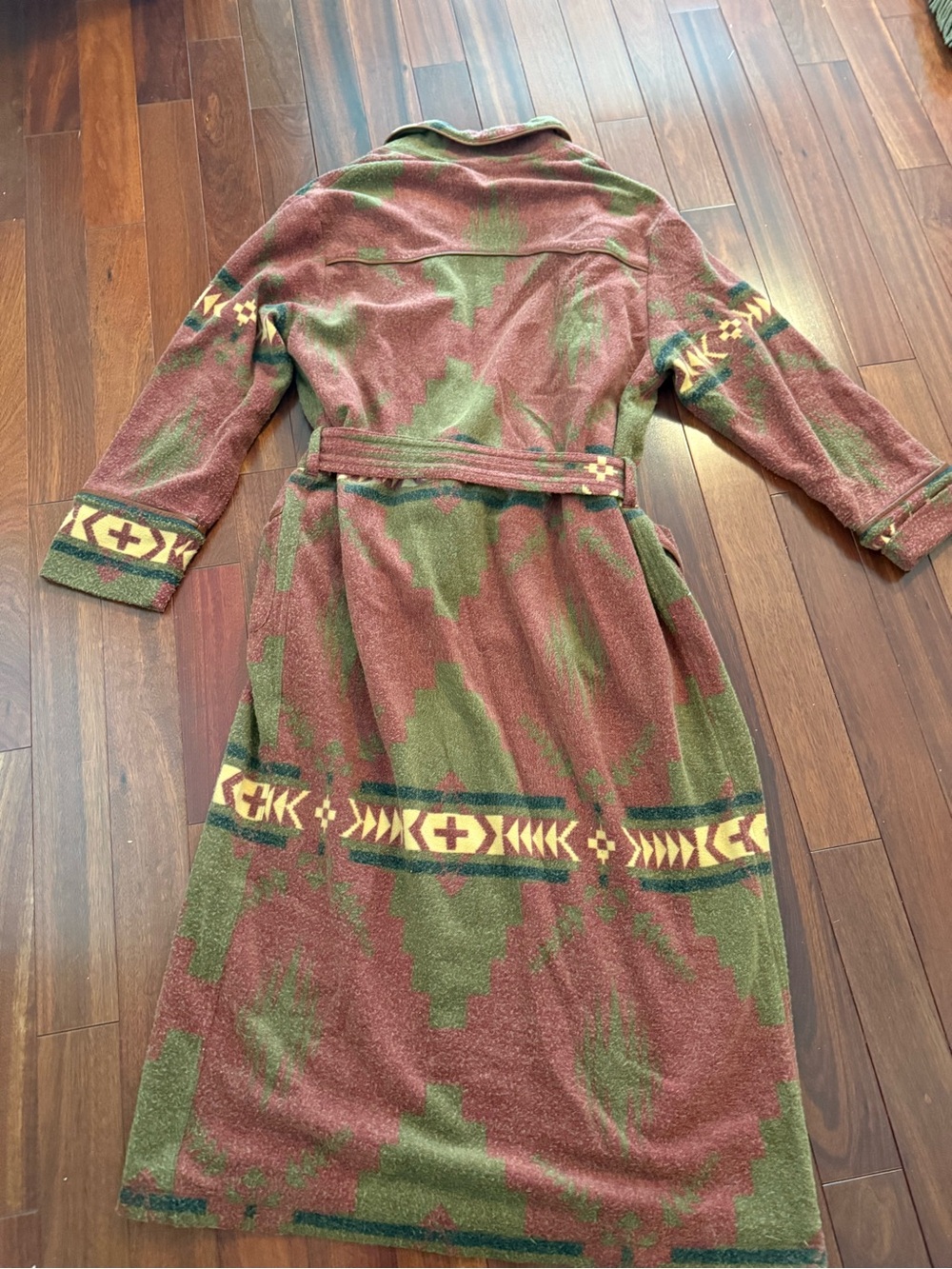 Orvis Men’s Wrap Bathrobe Size M Western Aztec 80 Cotton 20 Poly Warm - Picture 11 of 12